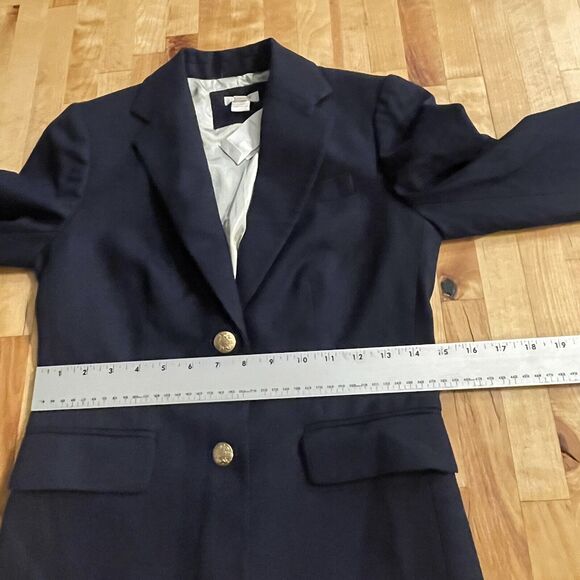 J. Crew Blazer Classic‎ Navy Gold Schoolboy Wool Stretch Blazer Jacket Sz 00 New - Picture 7 of 12